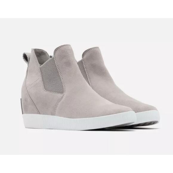 SOREL Out N About Slip on Wedge - Chrome Grey/White - Suede - Size 6 - Picture 3 of 12